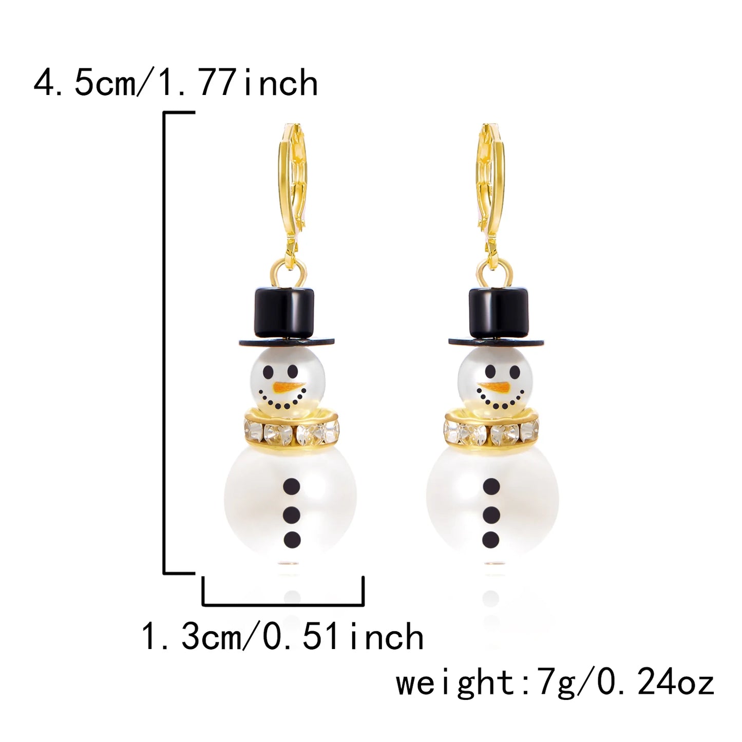 Fashion Christmas White Snowman Pearl Drop Earrings for Women Cute Rhinestone Snowflake Earring Jewelry New Year Holiday Gifts