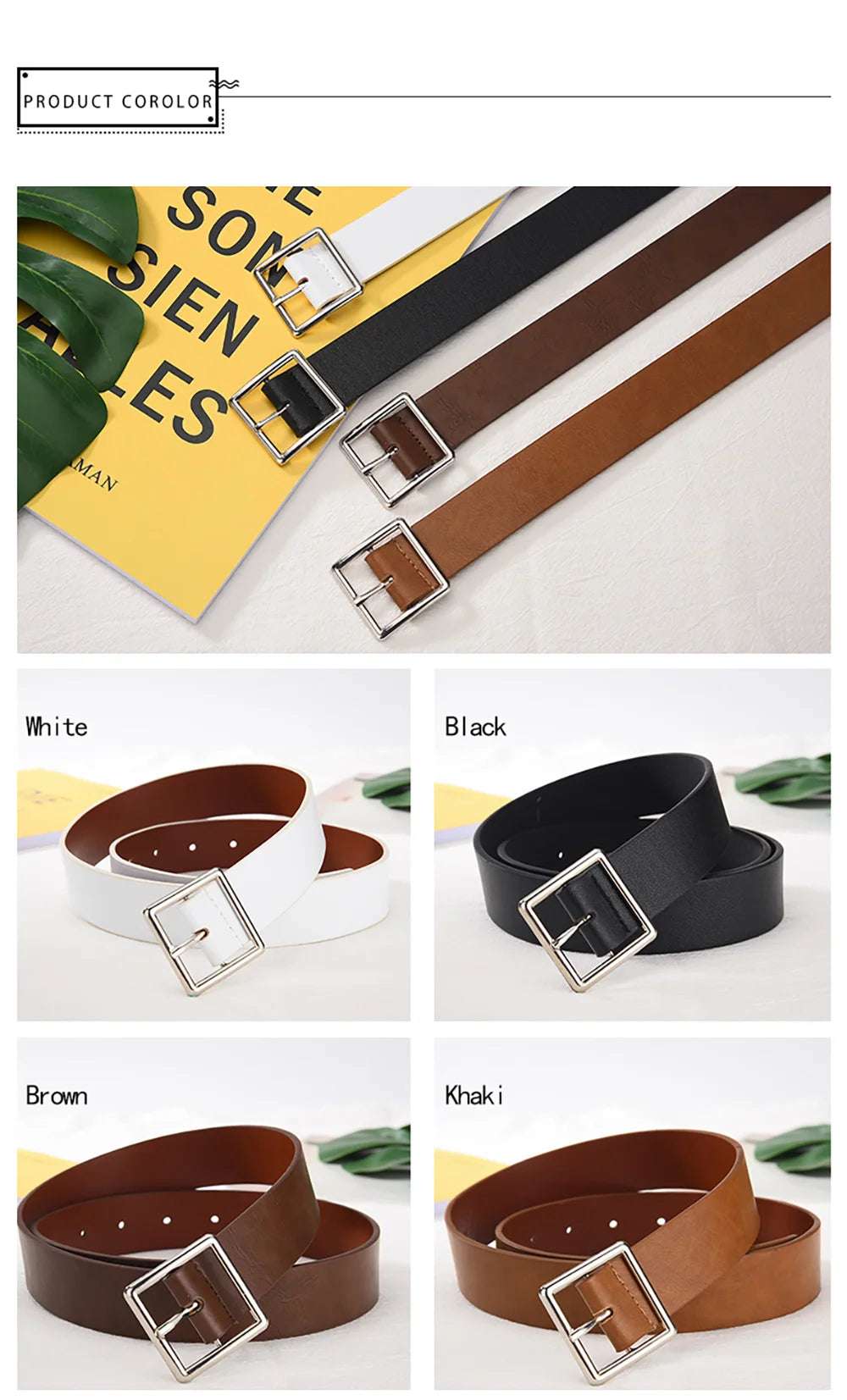 2023 Women'S Belt Soft Pu Leather Belt Square Buckle Pin Buckle Jeans Black Belt Chic Luxury Brand Fancy Vintage Strap Female