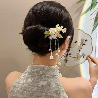 Chinese Style Glowing Lotus Lantern Hairpin - Ancient Palace Lantern Hair Stick with High-end Flower Tassel