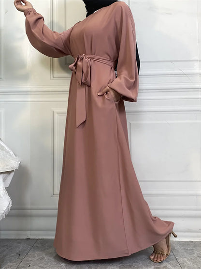 Hot Selle Simple Style Moroccan Dresses Kaftan Turkey Solid Color Gulf Abayas Islamic Women Long Dress Muslim Saudi Robe Ramadan