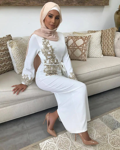 Embroidery Abaya Dubai Turkey Muslim Dress Evening Wedding Dress Kaftan Islamic Clothing Indian Dress Women Robe