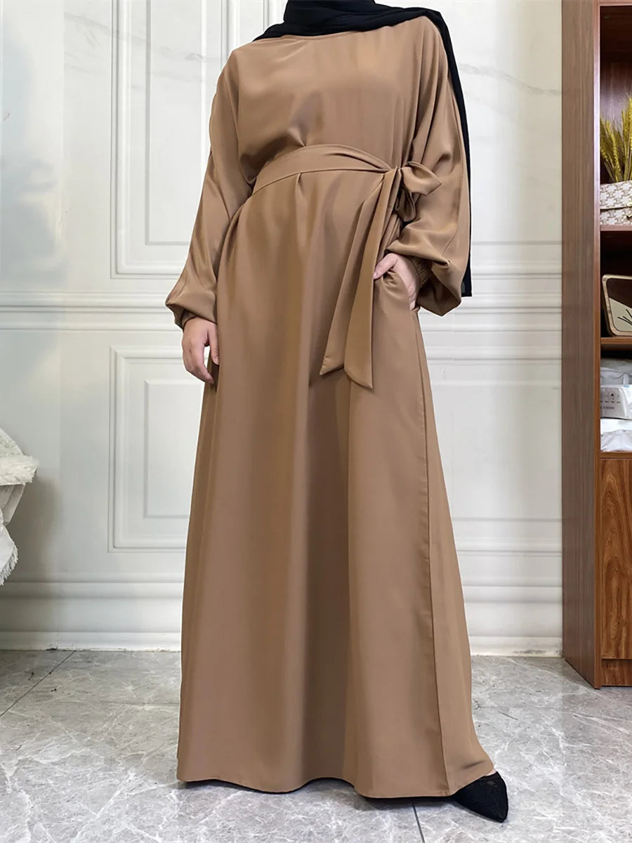 Hot Selle Simple Style Moroccan Dresses Kaftan Turkey Solid Color Gulf Abayas Islamic Women Long Dress Muslim Saudi Robe Ramadan