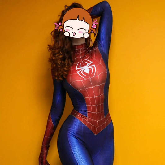 Adult Woman Girls PS4 Game Spiderman Superhero Cosplay Costume Halloween Bodysuit Zentai Suit Party Jumpsuit