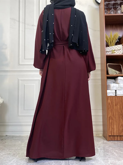 Hot Selle Simple Style Moroccan Dresses Kaftan Turkey Solid Color Gulf Abayas Islamic Women Long Dress Muslim Saudi Robe Ramadan