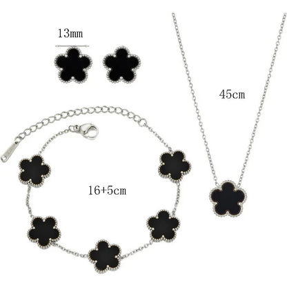 14K Gold Plated Five-leaf Clover Link Bracelets White Black Blue Gold Red Green Lucky Bracelets Jewelry Gifts Trendy for Women