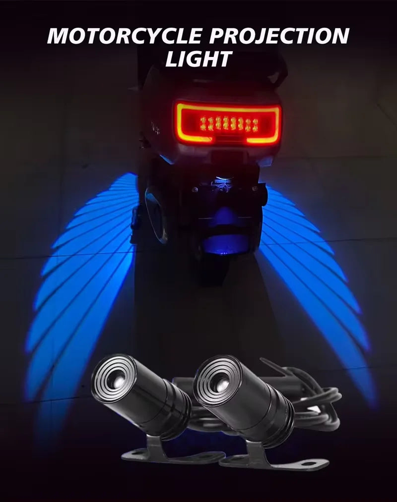 2 Pieces Motorcycle LED Underbody Light Projector Ghost Angel Wings Laser Light