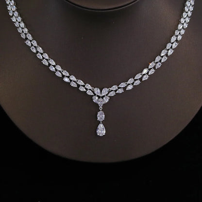 New Design Luxury Cubic Zirconia Water Drop Necklace Earrings Set