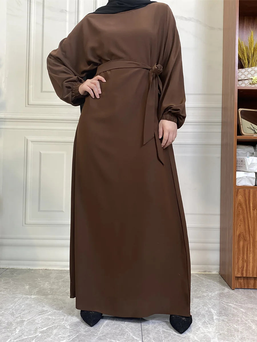 Hot Selle Simple Style Moroccan Dresses Kaftan Turkey Solid Color Gulf Abayas Islamic Women Long Dress Muslim Saudi Robe Ramadan