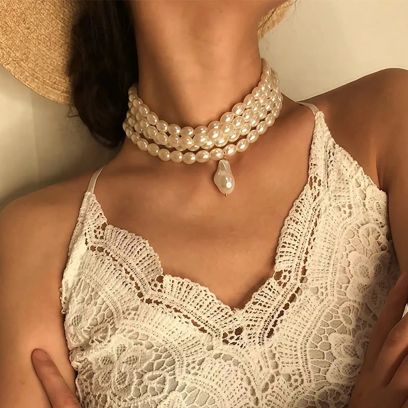 Imitation Pearl Multilayer Short Necklace - Romantic Timeless Jewelry