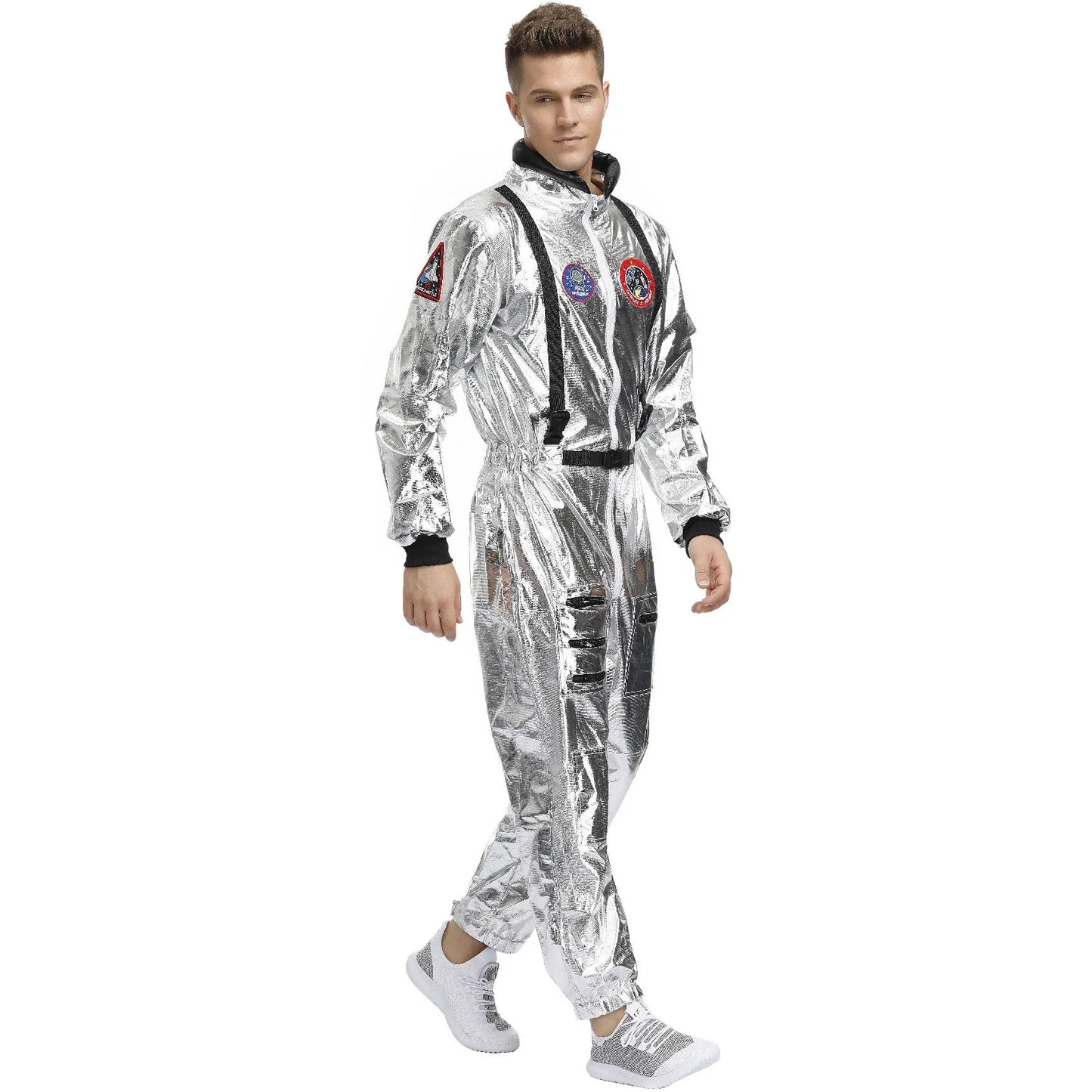 Halloween Christmas Silver Spaceman Men Women Space Suit Adult Children Astronaut Costume Family Party Dress Up Birthday Gift