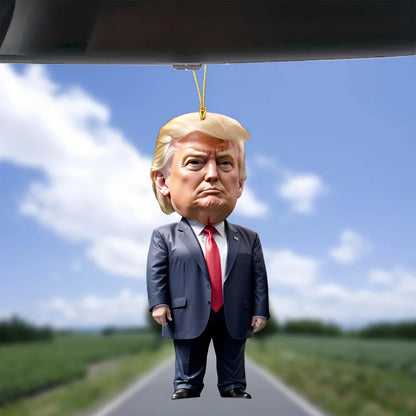 1pc Trump-Inspired Acrylic Christmas Decor Hanging Ornament for Car and Tree Perfect Holiday Gift Funny Cartoon Pendant