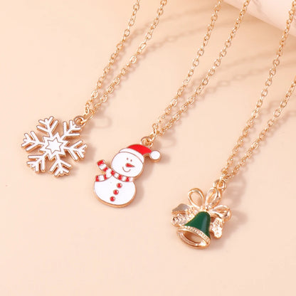 Cute Christmas Necklaces Enamel Bell Snowman Tree Deer Santa Gifts Necklace for Women Men Christmas Party Jewelry Gifts