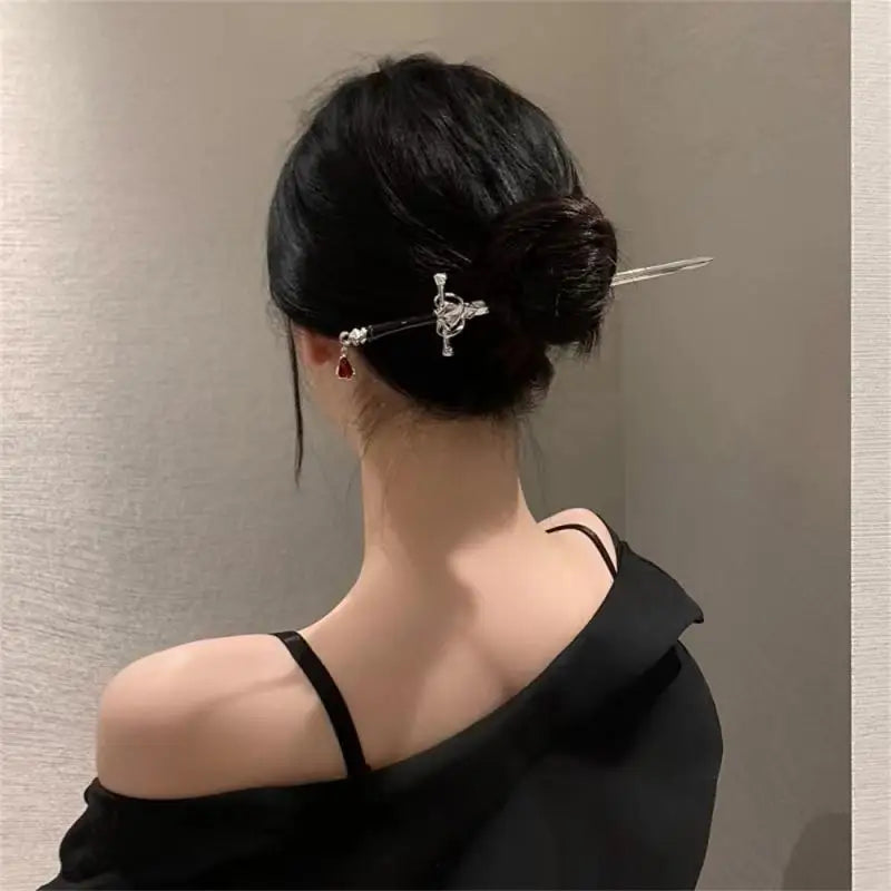 New Retro Sword Hairpin Hair Jewelry Chinese Simple Punk Metal Hair Sticks