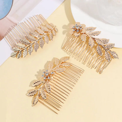 Hair Combs - Gold Color Rhinestone