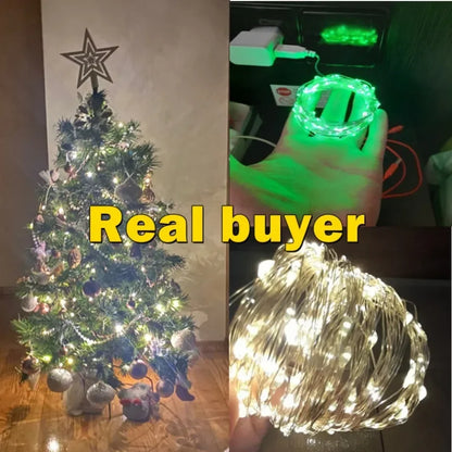 5/10/20M USB LED String Lights Copper Silver Wire Garland Light Waterproof Fairy Lights For Christmas Wedding Party Decoration