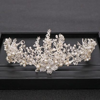 Handmade Baroque Crown - Rhinestone Pearl Crystal