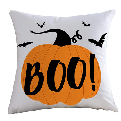 Halloween Happy and Cute Ghost Pumpkin Bat Print Cushion Cover Home Living Room Sofa Decoration Pillow  45x45cm