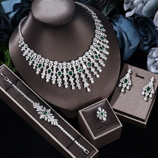 4-Piece Zirconia Jewelry Set - Full Jewelry Set, Nigeria CZ Crystal
