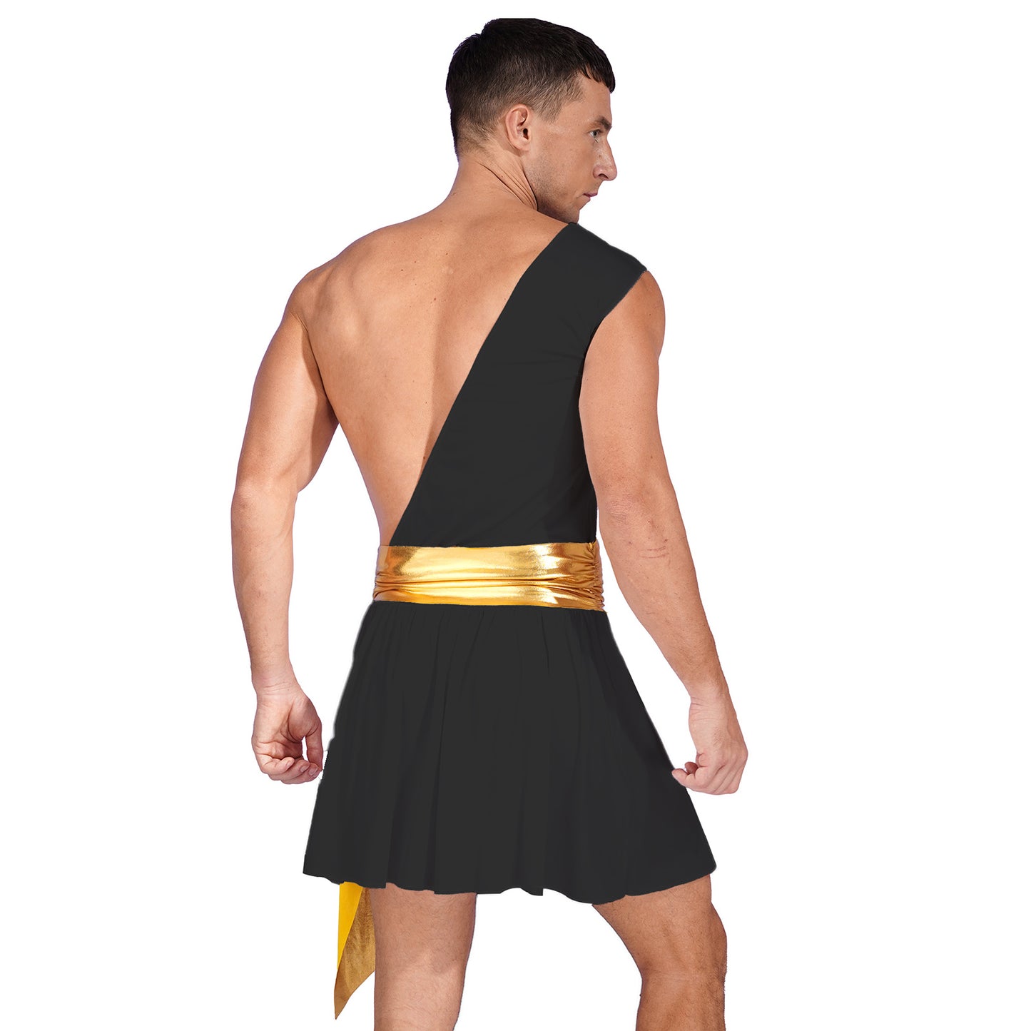 Men's Ancient Greek God Halloween Party Costume Cosplay One Shoulder Strap Skirts Knight Warrior Theatrical Performance Outfit