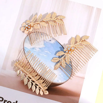 Hair Combs - Gold Color Rhinestone