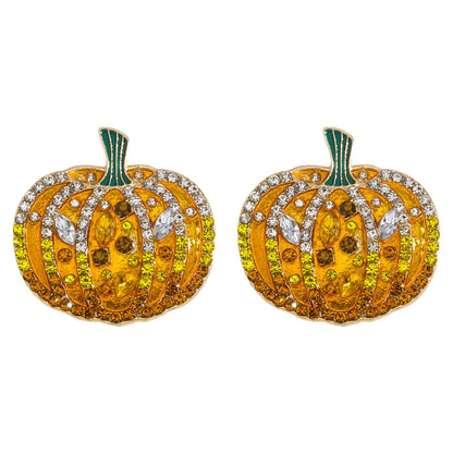 Thanksgiving Day Elegant Rhinestone Pumpkin Earrings,Elegant Festival Party Banquet Holiday Women Accessories