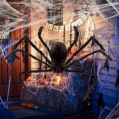 Halloween Giant Black Plush Spider Decoration Haunted House Prop Indoor Outdoor Decor