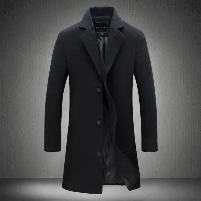 Woolen Overcoat New Men's Korean Style Slim Fit Medium-length Trench Coat Factory Wholesale Woolen Material Jacket