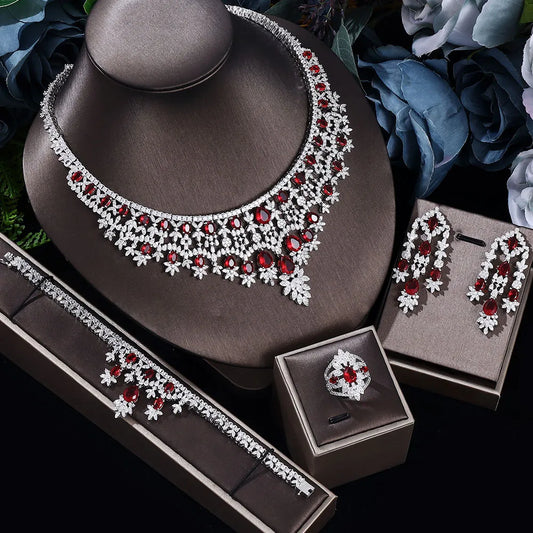 4-Piece Cubic Zirconia Jewelry Set - Crystal