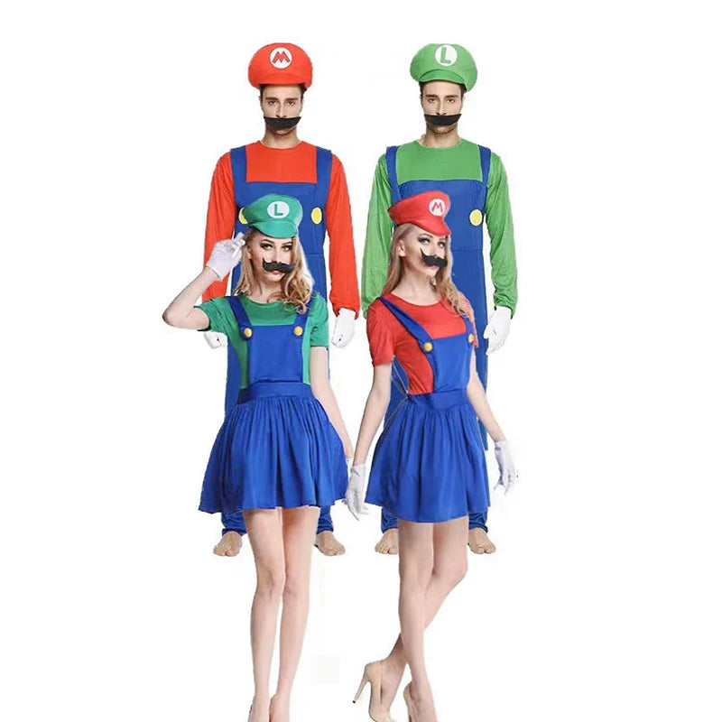 Game Anime Cosplay Halloween Costumes Funny Super Brother Bros Children Fantasia Cosplay Jumpsuit Xmas Carnival Adult Woman Suit