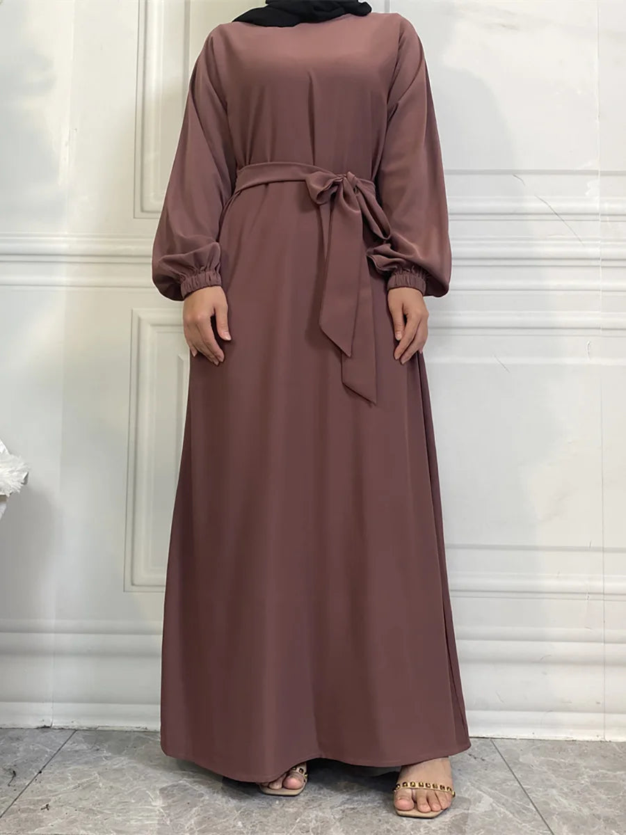 Hot Selle Simple Style Moroccan Dresses Kaftan Turkey Solid Color Gulf Abayas Islamic Women Long Dress Muslim Saudi Robe Ramadan