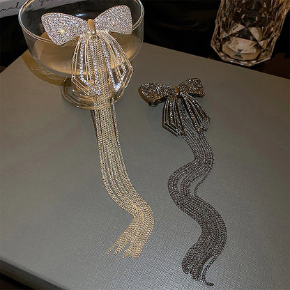 Fashion Bow Tassel Hair Clips - Delicate Sparkly Rhinestone Tassel Hairpin Hair Accessories