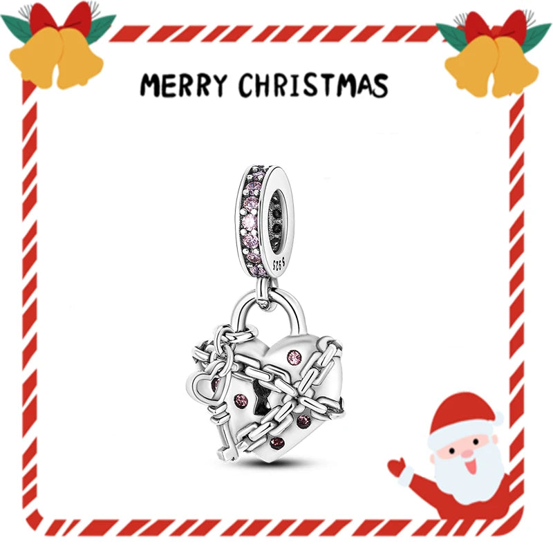 925 Sterling Silver Christmas Butterfly Snowflake Charm Pendant For Original DIY Bracelet Dragonfly Elk Bead Gift Women Jewelry