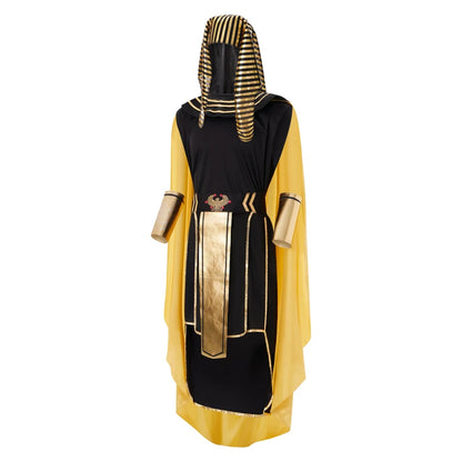 Mens Egyptian Pharaoh Costume Set 7 Pcs King of Egypt King Tut Cosplay Accessories Halloween Cosplay Party Outfits