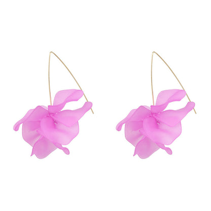 Multicolored Fashion Resin Flower Long Drop Earrings - 2022 Bohemia Handmade Petal Dangle Earrings