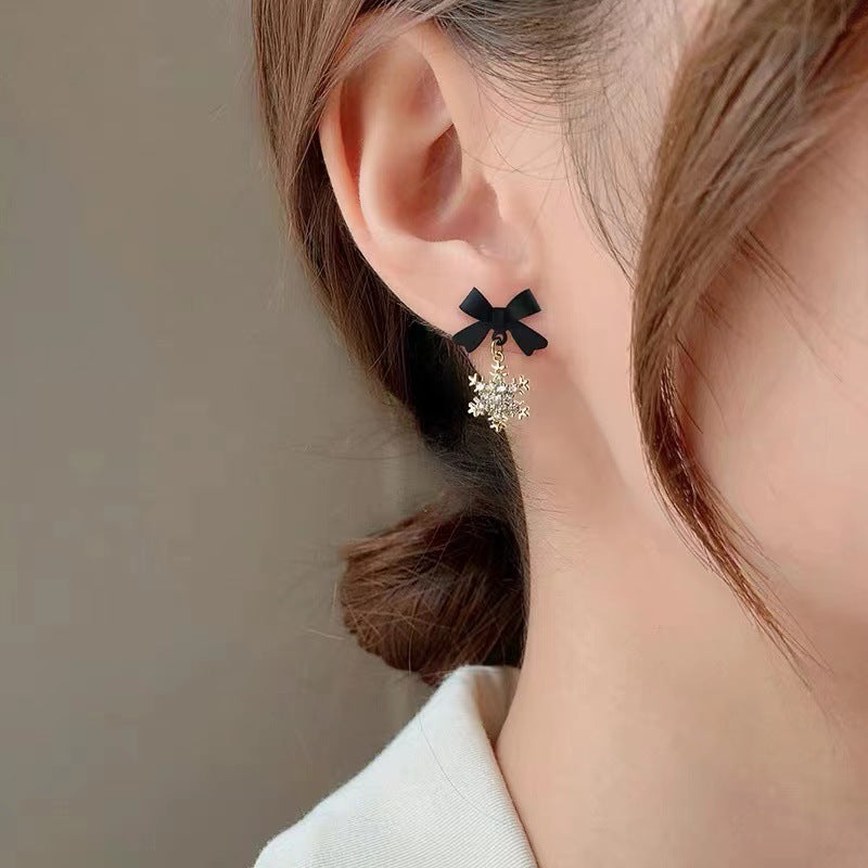 New Red Bow Knot Snowflakes Drop Earring for Women Christmas Santa Claus Snowman Earrings Girls Xmas Jewelry Gifts