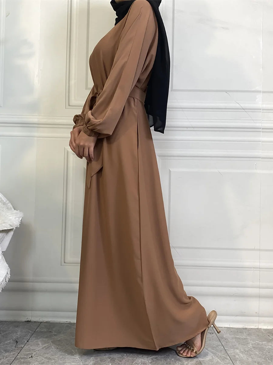 Hot Selle Simple Style Moroccan Dresses Kaftan Turkey Solid Color Gulf Abayas Islamic Women Long Dress Muslim Saudi Robe Ramadan