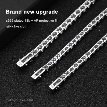 3mm 4mm Moissanite Tennis Bracelet Full Diamond GRA 925 Silver Plated 18k Wedding Party Jewelry Bracelets for Women Man