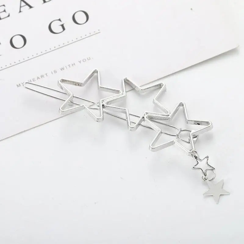 Fashion Jewelry Hollow Star Hair Clips for Women - Pentagram Love Hairpin