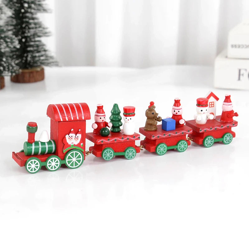 Christmas Wooden Train Merry Christmas Decorations for Home Xmas Tree Ornament Kids Gift Happy New Year