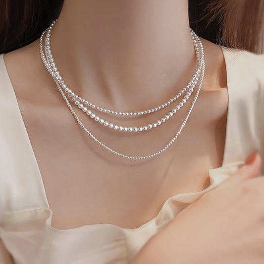 Shell Pearl Choker - Simple Handmade Strand Bead Necklace