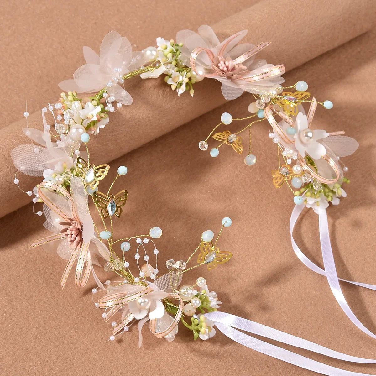 Rhinestone Pearl Hairband Headwear - Flower Wreath Garland Head Hoop Headbands