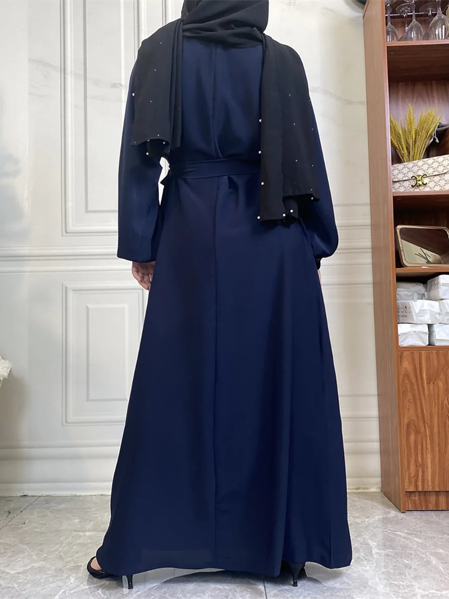 Hot Selle Simple Style Moroccan Dresses Kaftan Turkey Solid Color Gulf Abayas Islamic Women Long Dress Muslim Saudi Robe Ramadan