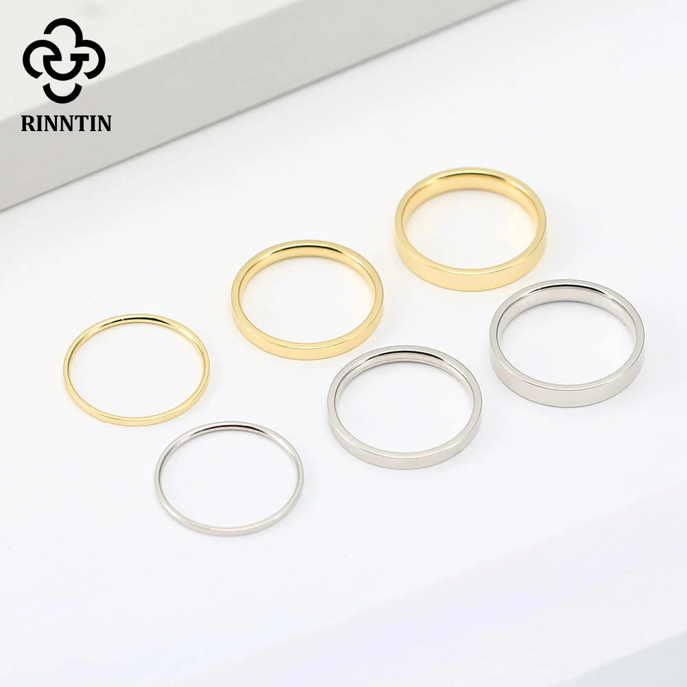 Rinntin 925 Sterling Silver 1mm 2mm 3mm Simple Wedding Statement Band Rings for Women Anniversary Stacking Finger Jewelry APR33