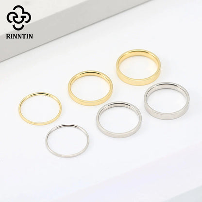 Rinntin 925 Sterling Silver 1mm 2mm 3mm Simple Wedding Statement Band Rings for Women Anniversary Stacking Finger Jewelry APR33