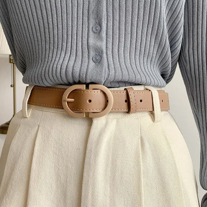 105cm Female Fashion Belt Simple Metal Buckle Belt for Women Black Suit Jeans Clothing Accessories