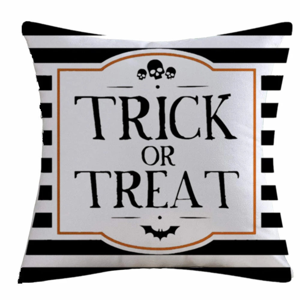 Halloween Happy and Cute Ghost Pumpkin Bat Print Cushion Cover Home Living Room Sofa Decoration Pillow  45x45cm