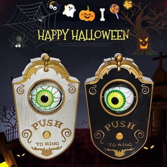 Luminous Hanging Doorbell Haunted Decoration Luminous Doorbell Horror Props Horror Eyes Doorbell with Sound and Light