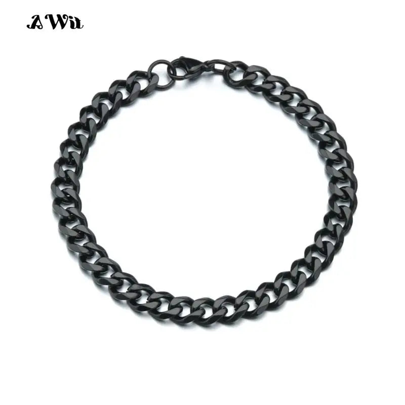 Awit Miniamlist Men Bracelet Gold Jewelry Street Style Stainless Steel 316L 18k Gold Plated Cuban Chain Bracelets For Women