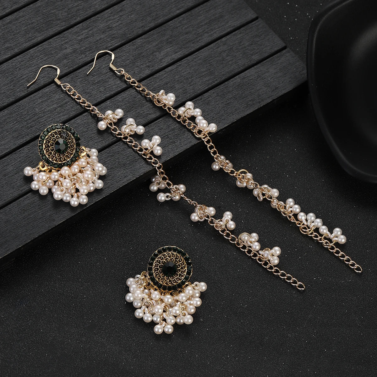 Retro Indian Tribal Earrings for Women - Bohemian Multilayer Pearl Tassel Crystal Round Jhumka Earrings, Elegant Temperament Jewelry