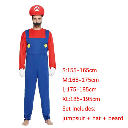 Game Anime Cosplay Halloween Costumes Funny Super Brother Bros Children Fantasia Cosplay Jumpsuit Xmas Carnival Adult Woman Suit